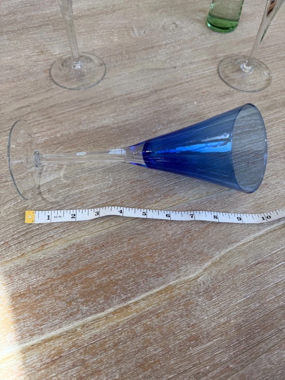 🌱Vintage Cobalt Fluted Champagne Glasses-Set of 3! Classic Blue with Clear Stems